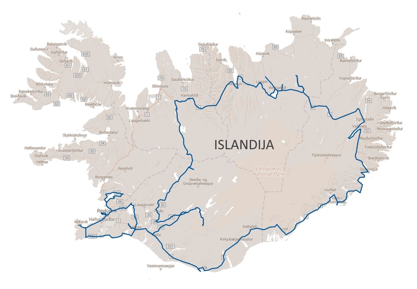 Islandijos žemėlapis liepa